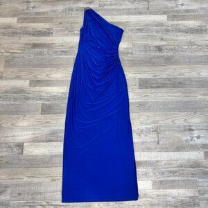 Chaps NWT Blue One Shoulder Full Length Formal Gown Maxi Dress J33